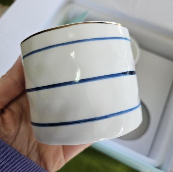 Lenox Blue Ray Round Snack Bowl with Wood Tray - Picture 6 of 9